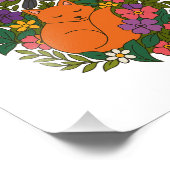 Vos, duif en bloemen foto afdruk (Hoek)