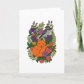 Vos, duif en bloemen kaart (Voorkant)