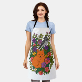 Vos, duif en bloemen schort