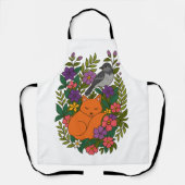 Vos, duif en bloemen schort (Voorkant)