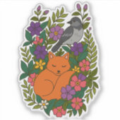 Vos, duif en bloemen sticker (Voorkant)