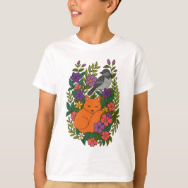 Vos, duif en bloemen t-shirt