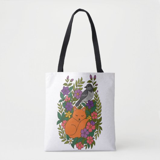 Vos, duif en bloemen tote bag (Voorkant)