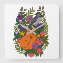 Vos, duif en bloemen