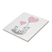 Vos en ballon keramische Tegel Tegeltje (Zijkant)