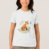 Vos en een vlinder Tri-Blend shirt (Voorkant)