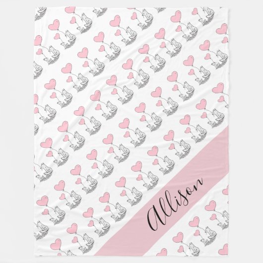 Vos en harten fleece deken (Voorkant)