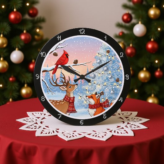 Vos en herten in de winter grote klok