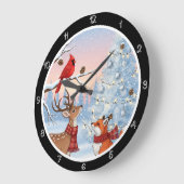 Vos en herten in de winter grote klok (Hoek)