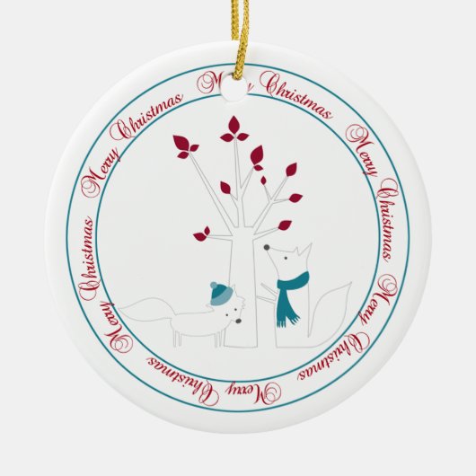 Vos en Kerstboom Van Ons Huis Naar Jullie Huis Keramisch Ornament (Voorkant)