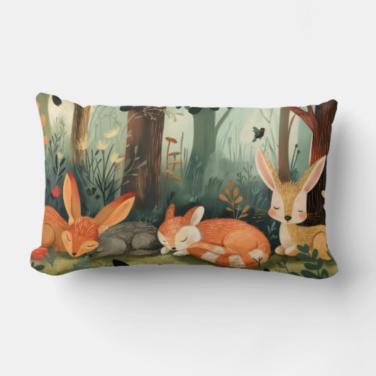 Vos en konijnen slapen in het bos kussen (Voorkant)