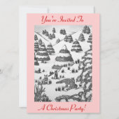 vos en konijnen sneeuwscène kerst uitnodiging (Voorkant)