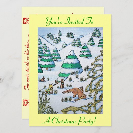 vos en konijnen sneeuwscène seizoensgebonden uitno kaart (Voorkant / Achterkant)