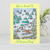 vos en konijnen sneeuwscène seizoensgebonden uitno kaart (Staand voorkant)