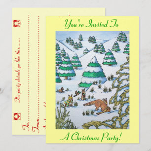 vos en konijnen sneeuwscène seizoensgebonden uitno kaart