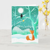 Vos en kraai - wenskaarten kaart (Gele Bloem)