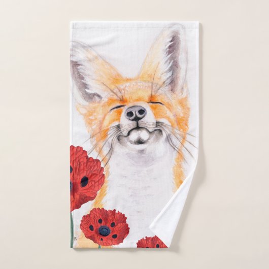 vos en papaver bad handdoek (Handdoek)
