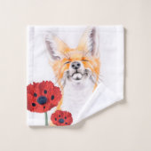 vos en papaver bad handdoek (Wasdoekje)