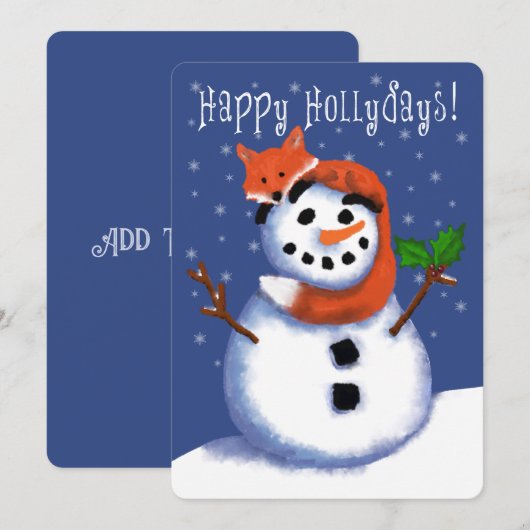 Vos en Sneeuwman Gelukkige feestdagen! Zo Schattig (Voorkant / Achterkant)