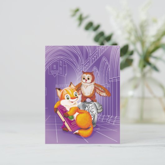 vos en uil briefkaart (Staand voorkant)