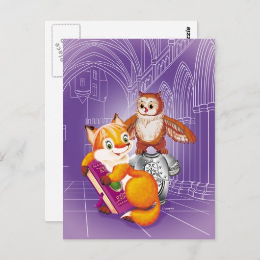 vos en uil briefkaart (Voorkant / Achterkant)