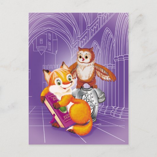 vos en uil briefkaart (Voorkant)