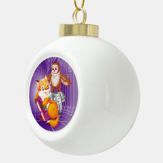 vos en uil keramische bal ornament (Rechts)