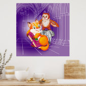 vos en uil poster (Keuken)