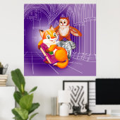 vos en uil poster (Thuiskantoor)