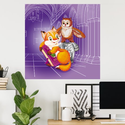 vos en uil poster (Thuiskantoor)