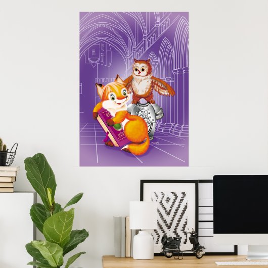 vos en uil poster (Thuiskantoor)