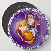 vos en uil ronde button 6,0 cm (Voorkant /achterkant)