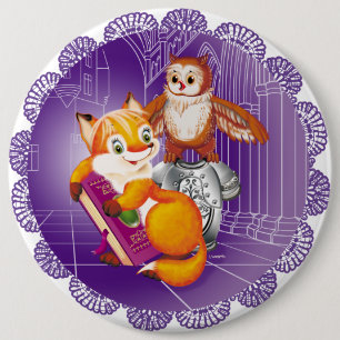 vos en uil ronde button 6,0 cm