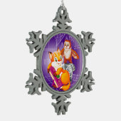 vos en uil tin sneeuwvlok ornament (Links)