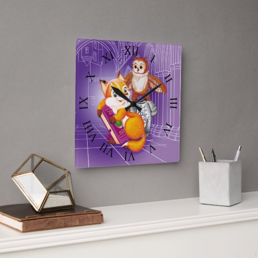 vos en uil vierkante klok (Kantoor)