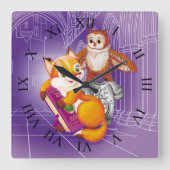 vos en uil vierkante klok (Voorkant)