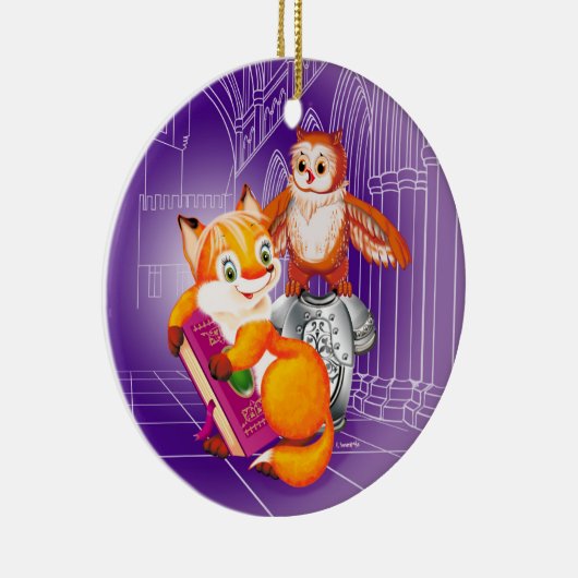 vos en violet keramisch ornament (Rechts)