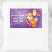 vos en violet rechthoekige sticker (Tas)