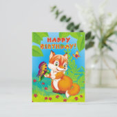 vos en vlinder briefkaart (Staand voorkant)