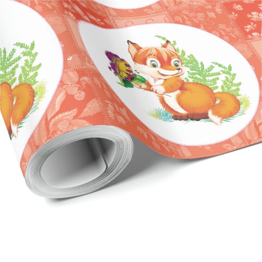 vos en vlinder cadeaupapier (Rol Hoek)