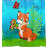 vos en vlinder douchegordijn (Voorkant)