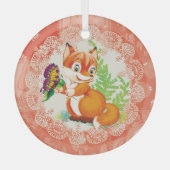 vos en vlinder glas ornament (Voorkant)