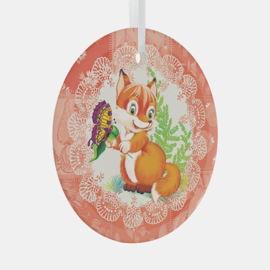 vos en vlinder glas ornament (Voorkant Rechts)