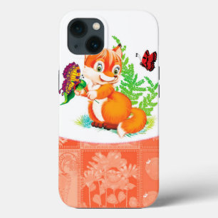 vos en vlinder iPhone 13 hoesje