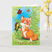 vos en vlinder kaart (Gele Bloem)