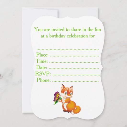 vos en vlinder kaart (Achterkant)