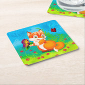 vos en vlinder kartonnen onderzetters (Schuin)