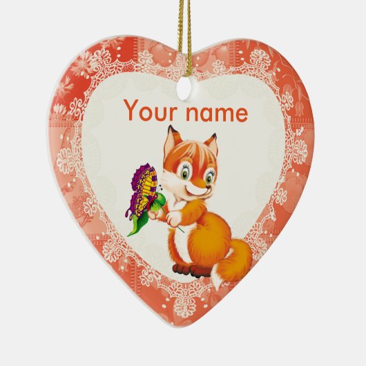 vos en vlinder keramisch ornament (Rechts)