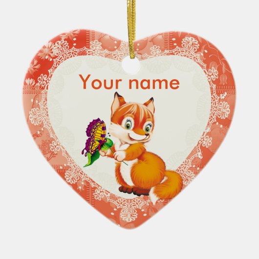 vos en vlinder keramisch ornament (Voorkant)