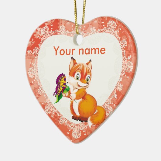 vos en vlinder keramisch ornament (Links)